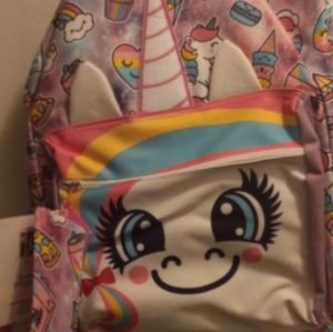 Backpack with pencil case unicorn design